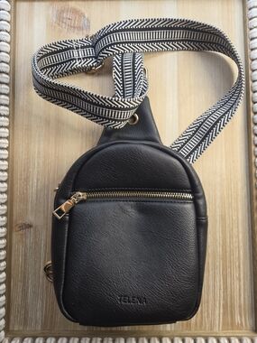 Telena Black Crossbody Sling Bag with Guitar Strap